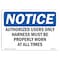 Signmission OSHA, Authorized Users Harness Must Properly, 14in X 10in Rigid Plastic, 14" W, 10" H, Landscape OS-NS-P-1014-L-10253 - alternate 1